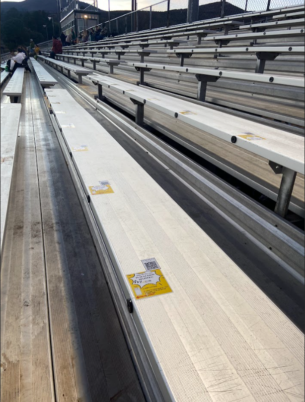 QR codes placed on stadium bleacher seats