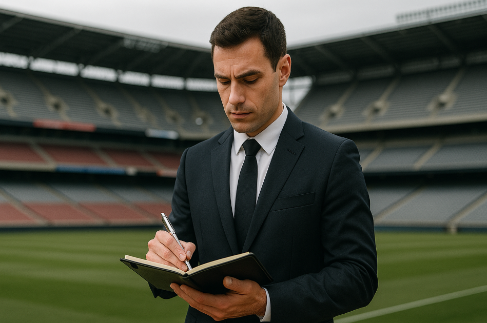 Peanut representative taking notes at stadium venue