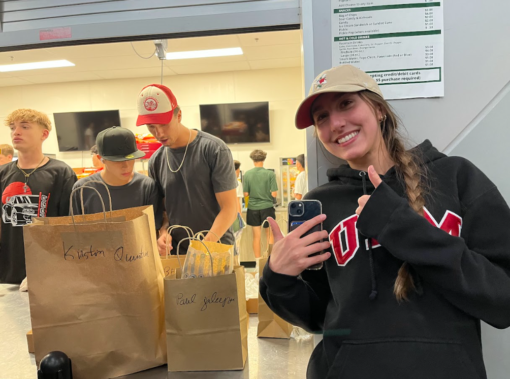 Students picking up their orders at Sullivan Field